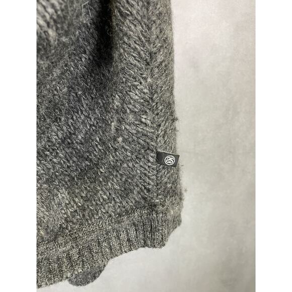 Rare Stussy gray wool hooded poncho with puff drawstrings M‎ - Picture 5 of 9